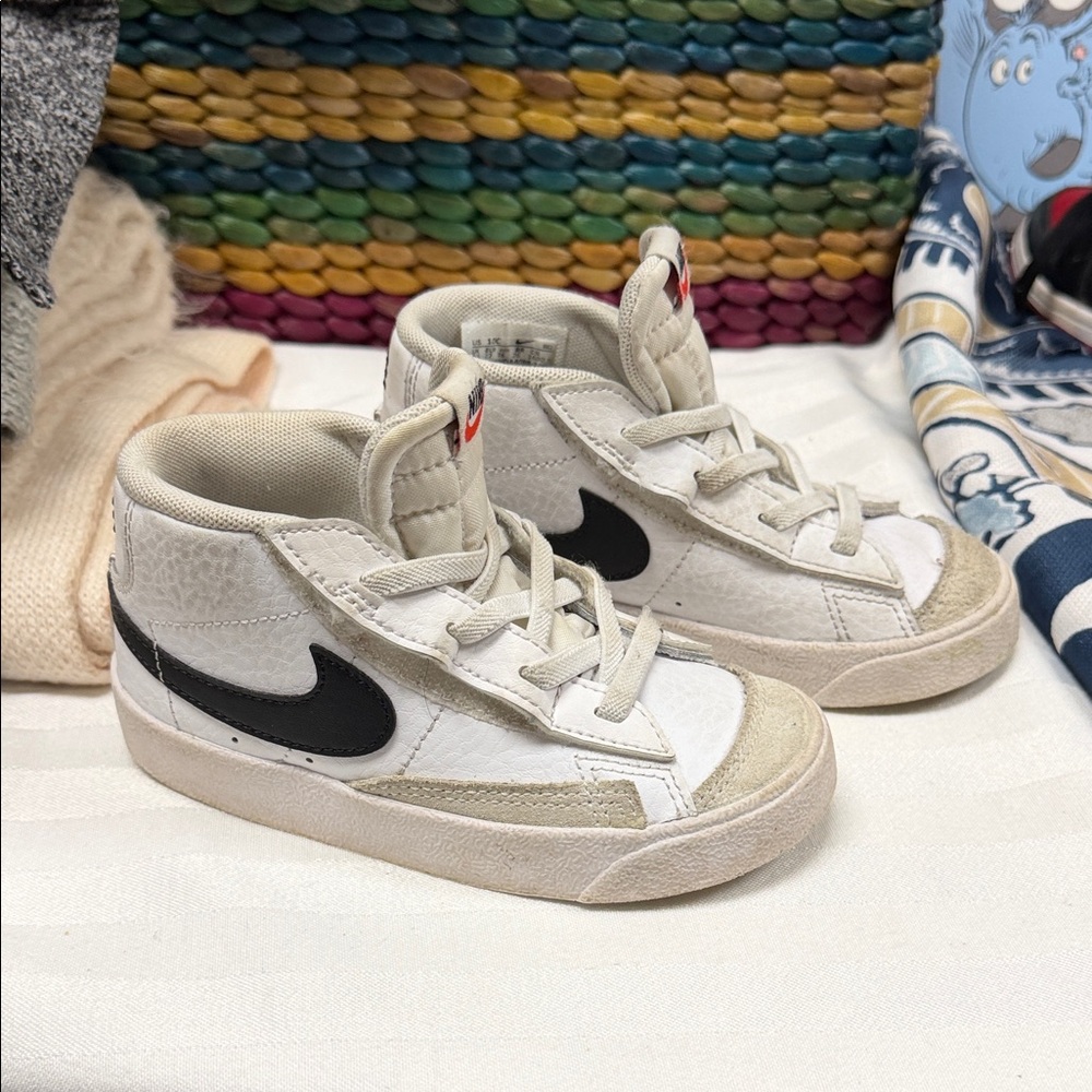 Kids White and Black Nike Sneakers
